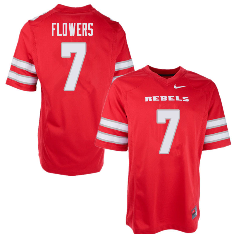 Men's UNLV Rebels #7 Jericho Flowers College Football Jerseys Sale-Red